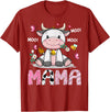 Pink Birthday Girl Party Cow Lover Mama Cute Cow Pink Farm Moo Moo Birthday Girl Matching T-Shirt - Cranberry Red