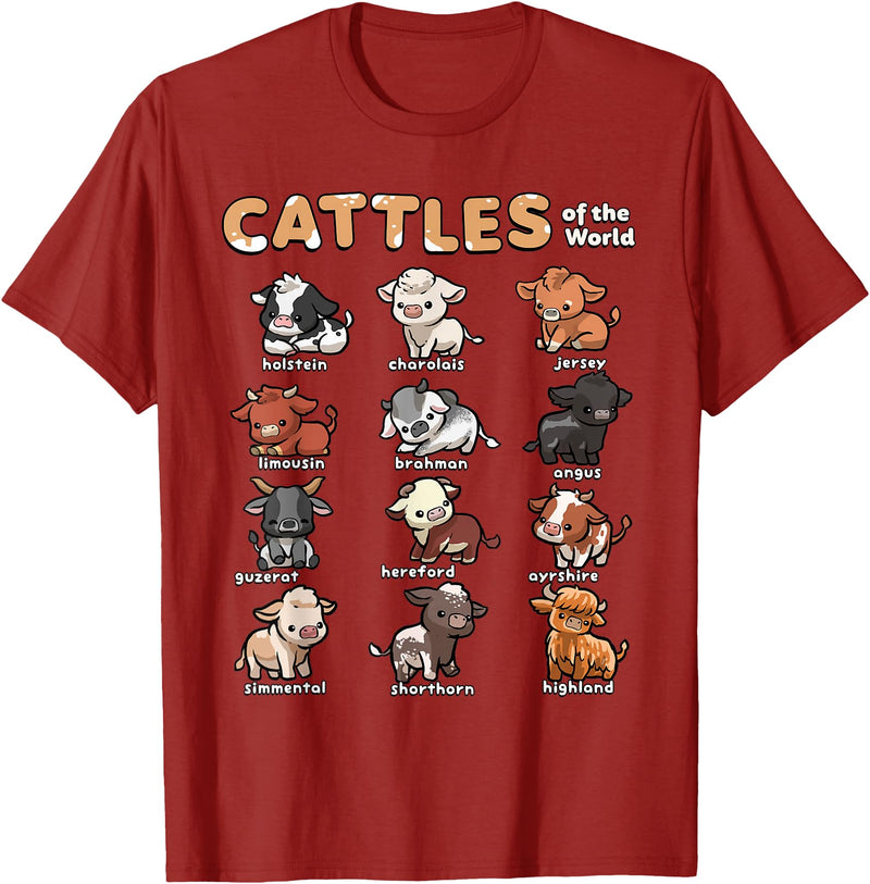 Wowsome! Cattles Animals of the World Cattle Farmer Rancher Cow Lover T-Shirt - Cranberry Red