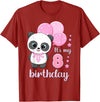 Birthday Gifts for Girls by Content Design Studio Birthday Girl 8 Panda Pink Balloons T-Shirt - Cranberry Red