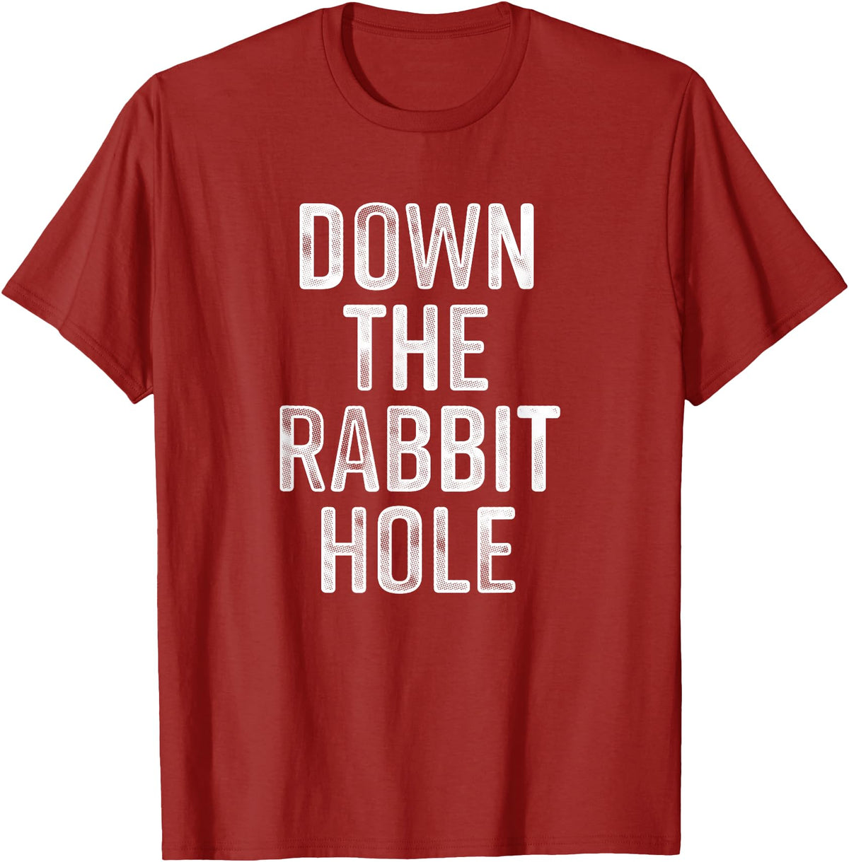 The Rabbit Hole Down T-Shirt in Cranberry Red