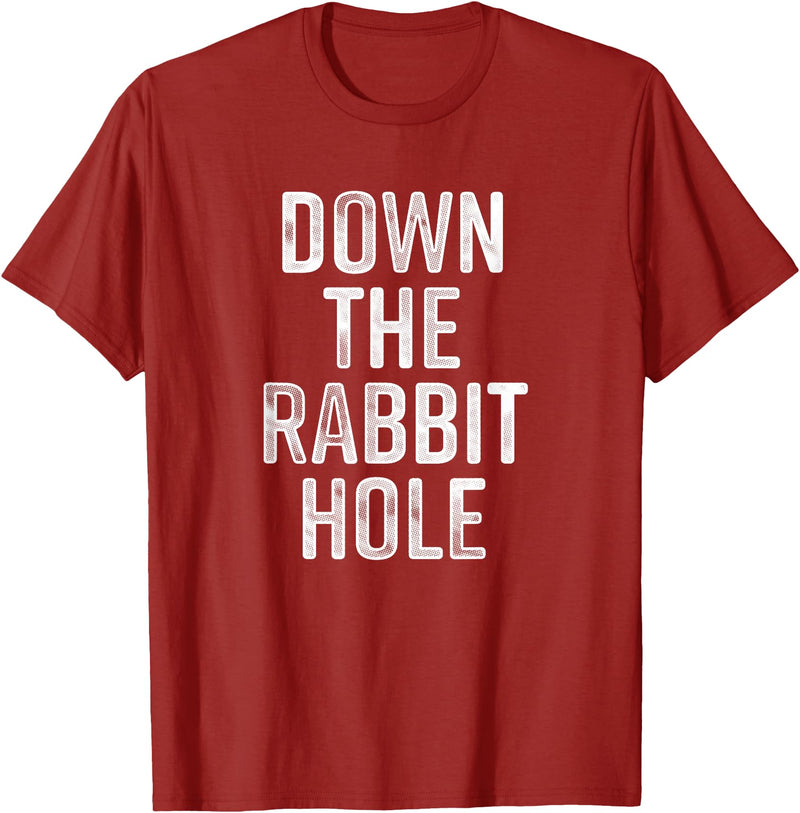 The Rabbit Hole Down T-Shirt in Cranberry Red