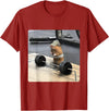 Hamster Deadlift Training Funny Cute Rat Weightlifting Meme T-Shirt - Cranberry Red