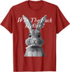 Retro Who the F_ck Is Alice Funny Rabbit T-Shirt in Cranberry Red