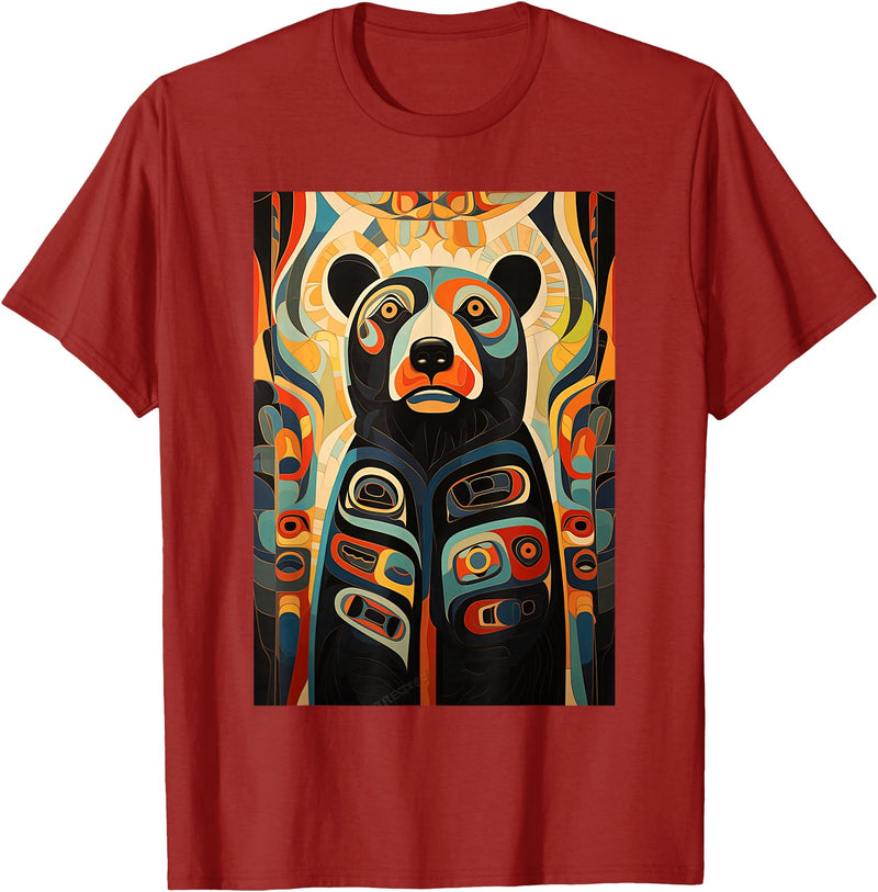 Spirit Bear Native American Art Design Ideas Indian Art Design Spirit Bear T-Shirt - Cranberry Red