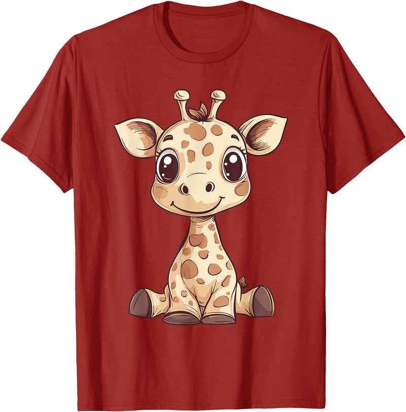 Cute Giraffe for Kids Design Kids Giraffe T-Shirt - Cranberry Red
