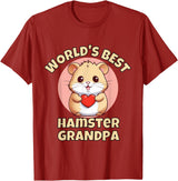 Cute World's Best Hamster Grandpa Grandfather T-Shirt - Cranberry Red