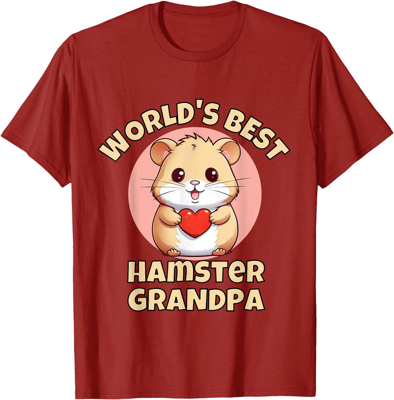 Cute World's Best Hamster Grandpa Grandfather T-Shirt - Cranberry Red