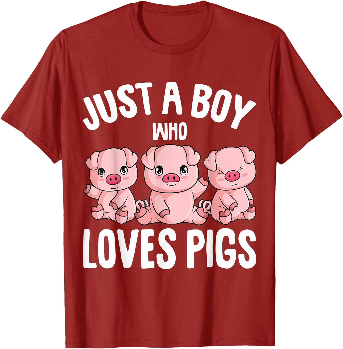 Funny Pig Lover & Owner Gift Ideas Just A Boy Who Loves Pigs Kids Boys T-Shirt - Cranberry Red