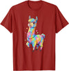 Rainbow Llama Love Pastel Hearts Kawaii Colorful Rainbow Heart Llama Kawaii Cute T-Shirt - Cranberry Red