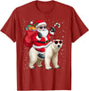 Santa Claus Riding A Polar Bear Xmas Funny Santa Claus Riding A Polar Bear Christmas Boy Girl Kids T-Shirt - Cranberry Red