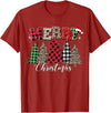 Merry Christmas Leopard Buffalo Red Plaid for Men Women T-Shirt - Cranberry Red