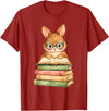 Reading Bunny Rabbit Glasses Book Bookworm Teacher Women T-Shirt in Cranberry Red