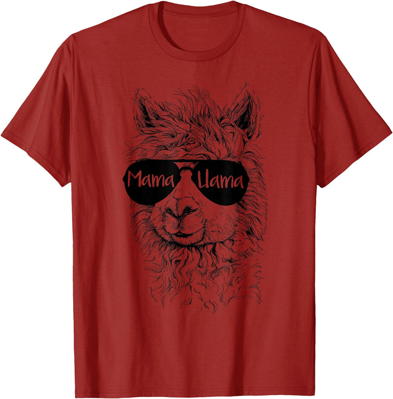 Mama Llama Funny Animal Apparel Llama Lover Mama Llama T-Shirt - Cranberry Red
