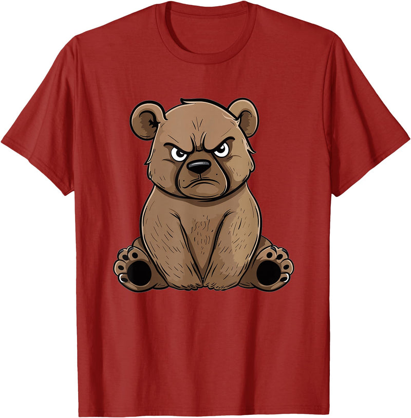 Colorful Grizzly Bear Art I Kids Grizzly Bear Grumpy Grizzly Bear T-Shirt - Cranberry Red