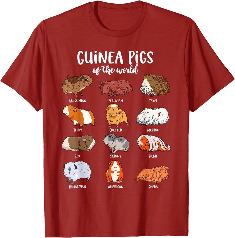Guinea pig designs Various Guinea Pig Breeds - Guinea Pig T-Shirt - Cranberry Red