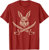 Vintage Pirate Rabbit and Crossbones Bunny Mom T-Shirt in Cranberry Red
