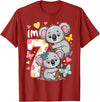 Koala Bear Lover Gift Co. Koala Bear 7th Birthday Girl 7 Year Old Birthday Cute Koalas T-Shirt - Cranberry Red