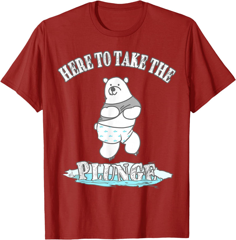 TLHM Polar Bear Gifts Here To Take The Plunge - Polar Bear Freezing Water Plunge T-Shirt - Cranberry Red