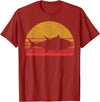 Tuna Fishing Apparel Co. Tuna Fishing Retro Sunset Bluefin Fisherman T-Shirt - Cranberry Red