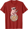 DiscoballAxis1 Funny Pig Disco Dancing Ball Groovy Retro 80s Costume T-Shirt - Cranberry Red