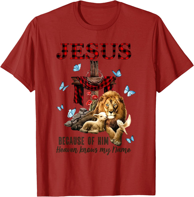 Unknow FAITH Jesus Lion Lamb Heaven Know My Name T-Shirt - Cranberry Red