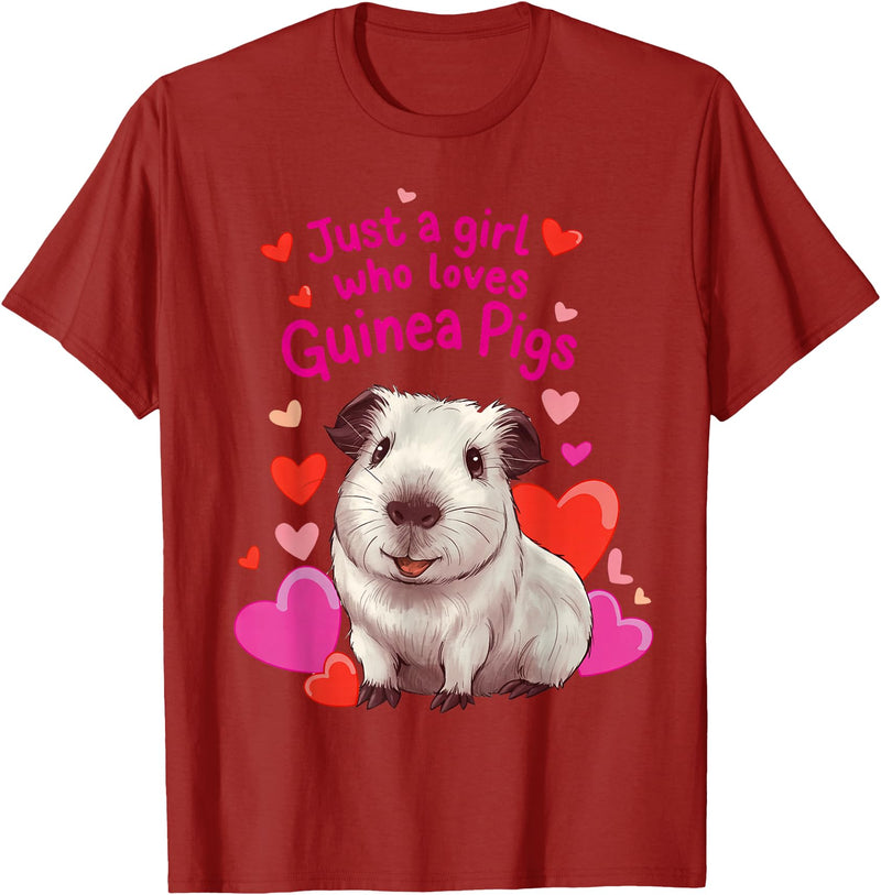 Loves Guinea Pigs Cute By TEERA Funny Just a Girl Who Loves Guinea Pigs Cute Pet Gifts T-Shirt - Cranberry Red