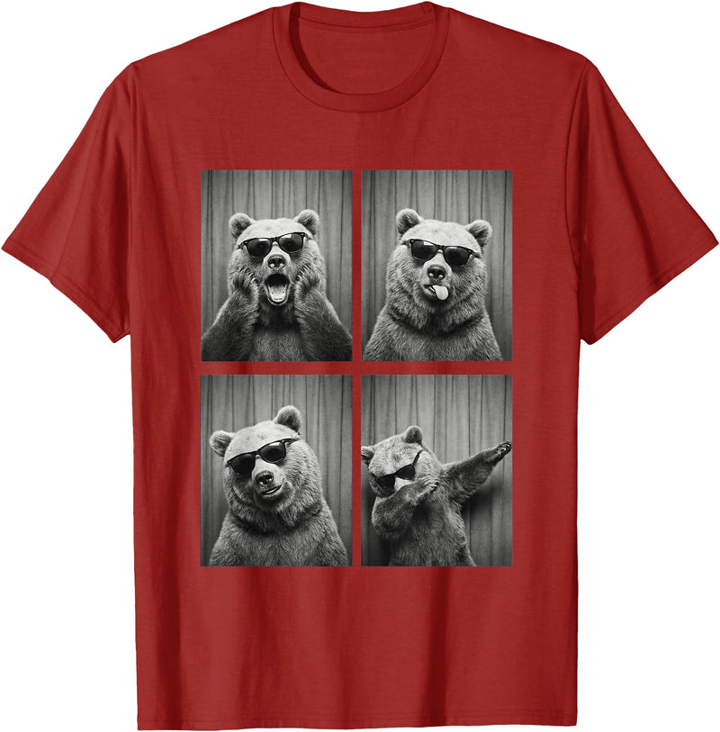Funny Bear PhotoBooth Stuff Accessories & Gifts Bear PhotoBooth Sunglasses Funny Dab Bears Lover T-Shirt - Cranberry Red