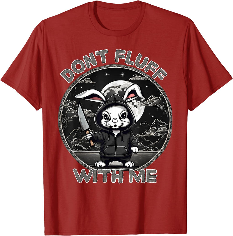Rabbit Pun Don´t Fluff with Me Evil Bunny Costume Halloween T-Shirt in Cranberry Red