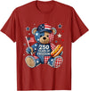 Patriotic Bear USA Vintage Co 250 Years of Freedom Patriotic Bear USA Retro T-Shirt - Cranberry Red