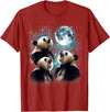 Funny Panda Bear Graphic Tees 3 Panda Moon Howling Panda Head Funny for Men, Women, Kid T-Shirt - Cranberry Red