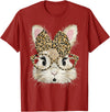 Funny Bunny Face Glasses Bandana Leopard Rabbit Happy Easter T-Shirt in Cranberry Red