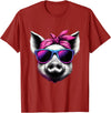 Fashionable Animals Wearing Pink Bandanas Pig Wearing Pink Bandana Headband and Sunglasses T-Shirt - Cranberry Red