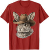 Happy Easter Y'all Rabbit Cowboy Hat Country Western Rodeo T-Shirt in Cranberry Red