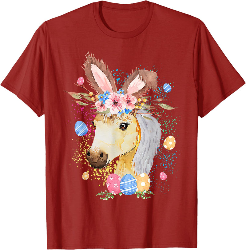 Happy Easter Bunny Horse Funny Rabbit for Men Women Kids T-Shirt in Cranberry Red