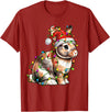 Bunny Rabbit Santa Christmas Tree Lighting Xmas Funny T-Shirt in Cranberry Red