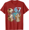 Guinea Pig 67 Meme Trending Vibe 67 Meme Guinea Pig Howling at The Moon Six Seven T-Shirt - Cranberry Red