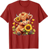 Cute Highland Cow Sunflowers For Girls Cute Highland Cow Sunflowers Girls Women Animal Lovers T-Shirt - Cranberry Red