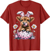 Funny Cow Easter Rabbit Cute Highland Cows Lover Easter Day T-Shirt - Cranberry Red