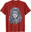 Wise Animal Cool Lion in Glasses Hipster Funny Nerd Humor T-Shirt - Cranberry Red