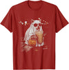Funny Halloween Raccoon with Pumpkin and Coffee Raccoon with Pumpkin and Coffee Vintage 90s Halloween T-Shirt - Cranberry Red