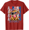 Cute Cow Creations Highland Cow 4th of July, Patriotic Cowgirl Bow Design T-Shirt - Cranberry Red