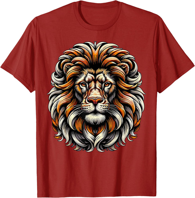 Lion Lover Face Wild Animal Lion Face Animal Lion T-Shirt - Cranberry Red