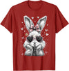 Funny Bunny Face Glasses Bandana Pink Rabbit Happy Easter T-Shirt in Cranberry Red