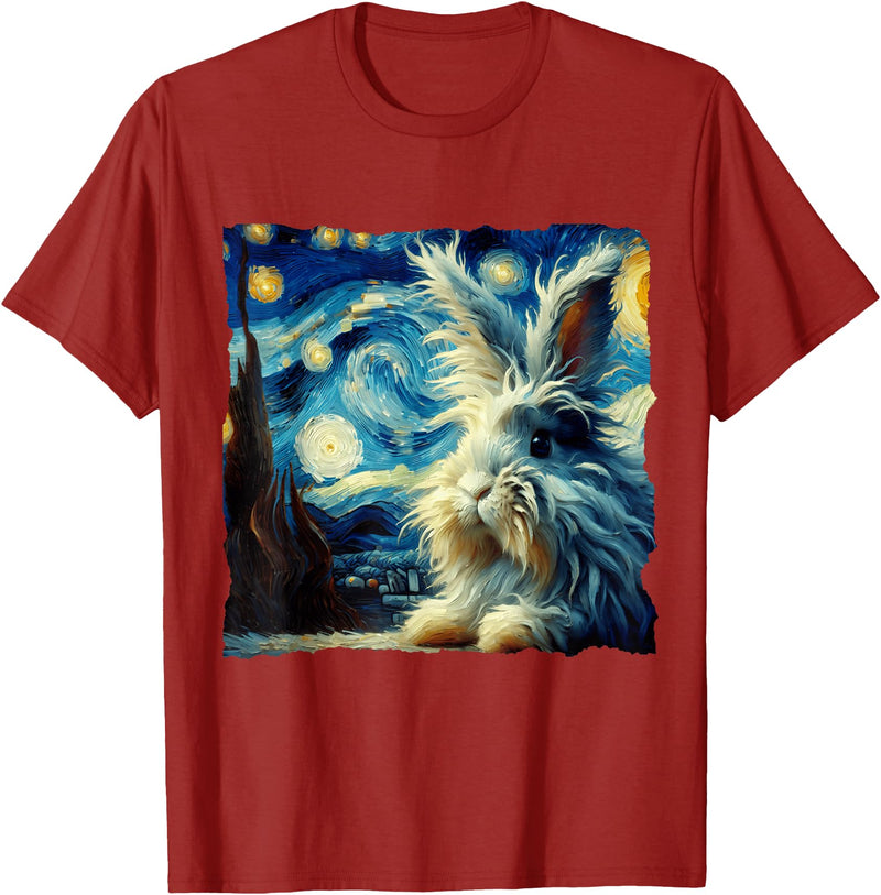 Lionhead Rabbit Starry Night T-Shirt in Cranberry Red