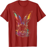 Rabbit Animal Art Colourful Artwork R T-Shirt in Cranberry Red