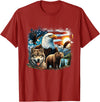 USA Animals Bald Eagles Grizzly Bear Wolf Wilderness Nature T-Shirt - Cranberry Red