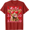 Valentine XOXO Highland Cow Fng Valentine XOXO Highland Cow Cute Coquette Bow Western T-Shirt - Cranberry Red