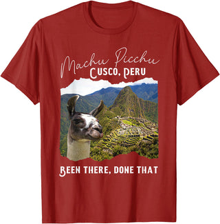 Machu Picchu Souvenir Llama Machu Picchu T-Shirt - Cranberry Red