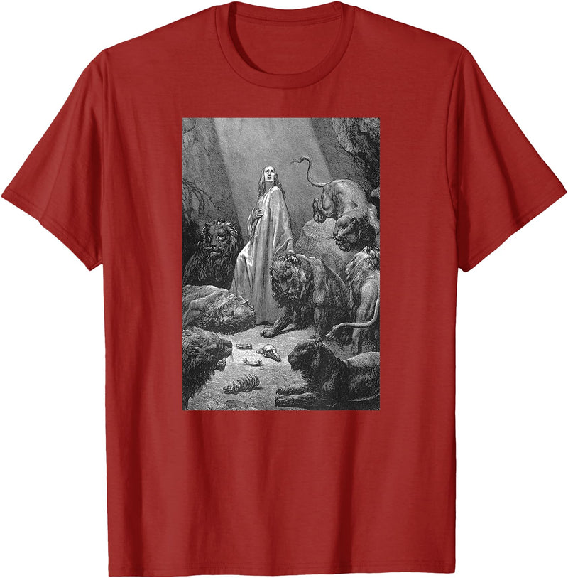 Urban Empyre Gustave Dore Daniel in the Lions Den T-Shirt - Cranberry Red