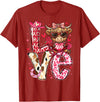 Highland Cow Valentine Tees Love Western Highland Cows Valentine Cowgirl Hat T-Shirt - Cranberry Red